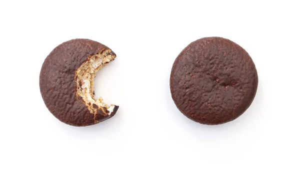 Biscoitos Chocolate Isolados Branco — Fotografia de Stock