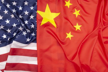 ABD ve Çin Bayrağı Doğal Kumaş Bayrağı, konsept resim