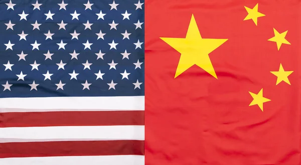 Natural Fabric Flag United States Flag China Conceptual Picture — 스톡 사진