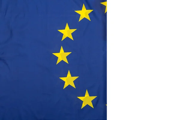 Parte Del Tejido Bandera Unión Europea Aislada Blanco — Foto de Stock