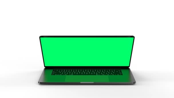 Laptop Con Schermo Bianco Isolato Sfondo Bianco Tutto Fuoco 60Fps — Video Stock
