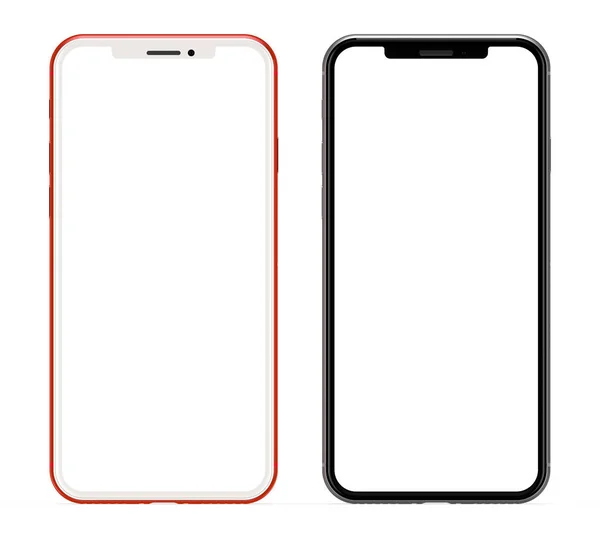 Akıllı telefonlar üzerinde beyaz izole boş ekran ile kümesi. Yüksek ayrıntıları.