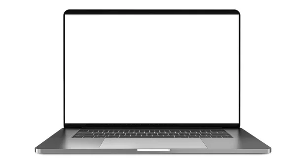 Laptop Rectangular Screen Inserting Images Isolated White — Stock Photo, Image