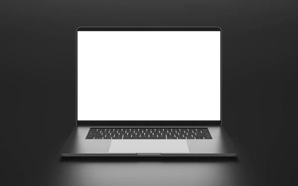 Laptop Rectangular Screen Inserting Images Isolated White — Stock Photo, Image