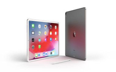 Krakov, Polonya - 12 Kasım 2018: ipad Pro tablet Apple'nın yeni sürümünü.