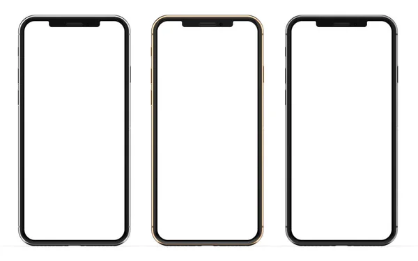 Beyaz bir arka plan üzerinde izole akıllı telefonlar.