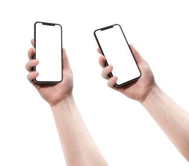 boş ekran ile Smartphone tutan kadın.