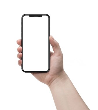 boş ekran ile Smartphone tutan kadın.