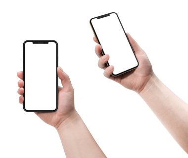 boş ekran ile Smartphone tutan kadın.