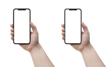 boş ekran ile Smartphone tutan kadın.