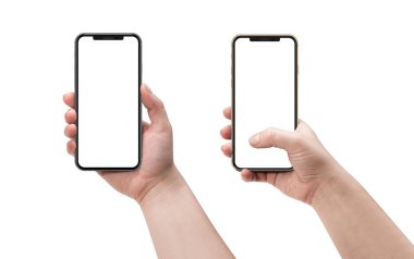 boş ekran ile Smartphone tutan kadın.