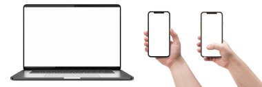 Dizüstü bilgisayar ve akıllı telefonlar ile boş ekran.