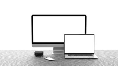 Laptop ve tv göstermek, beyaz bir arka plan üzerinde izole.