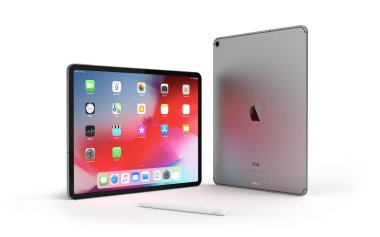 Krakov, Polonya - 24 Şubat 2019: ipad Pro tablet Apple'nın yeni sürümünü.