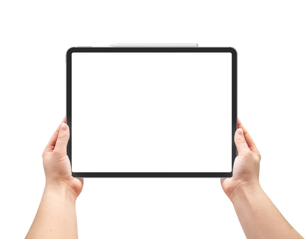 Woman Holding Tablet Blank Screen — Stock Photo, Image