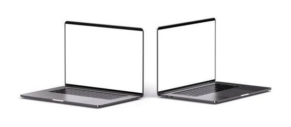 Laptops Blank Screen Isolated White Background White Aluminium Body Whole — Stock Photo, Image