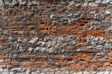 Kırmızı tuğla ve kireçtaşından duvar. Mockup, şablon.