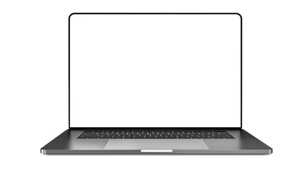 Laptop Sablon Elszigetelt Fehér Mockup — Stock Fotó