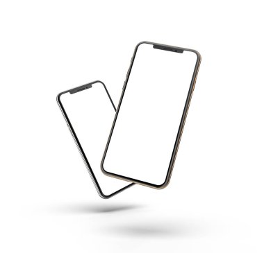 Akıllı telefonlar tasarım, şablon, beyaz izole. Mockup.