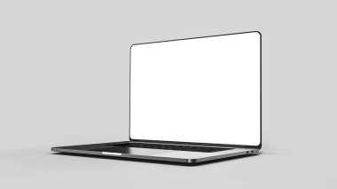  Dizüstü bilgisayar şablonu beyaz yalıtılmış. Mockup.
