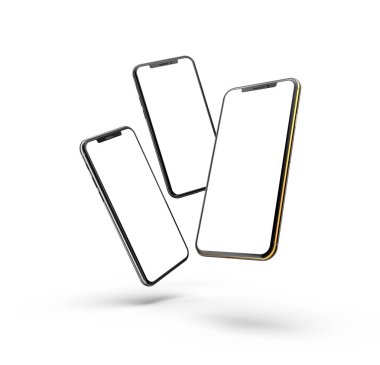 Akıllı telefonlar tasarım, şablon, beyaz izole. Mockup.