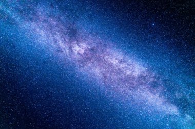Samanyolu. Gece gökyüzü manzaralı yıldızlar ve galaksiler.