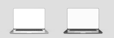 Laptop şablonu tuğla arka planda izole edildi. Model.