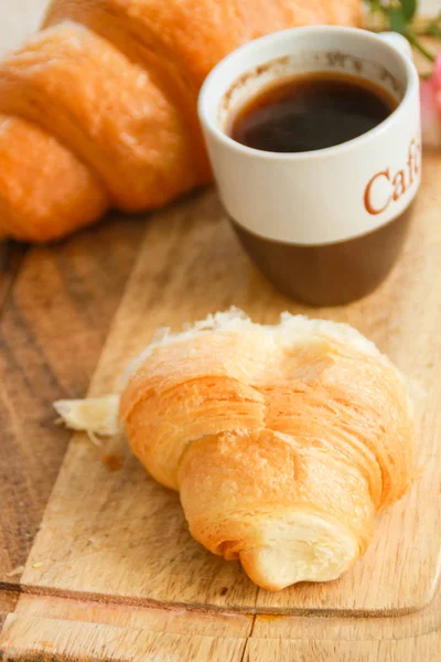 Flat Lay Composition Coffee Croissants — Stock Photo, Image