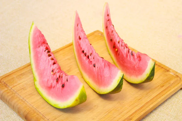 Flat Lay Composition Watermelon Wooden Board — Stock Photo, Image
