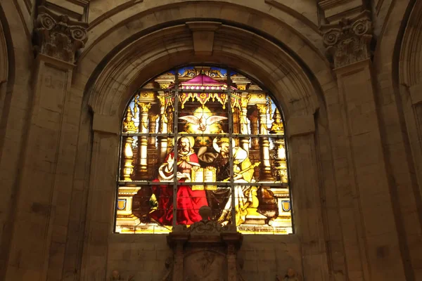 Foto Van Kleurrijke Gebrandschilderd Glas Kathedraal Van Michiels Goedelekathedraal — Stockfoto