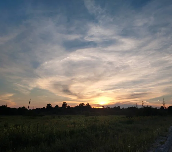 Sonnenuntergang Auf Dem Feld Ukraine Lviv — Stockfoto