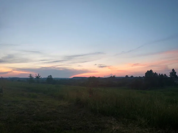 Sonnenuntergang Auf Dem Feld Ukraine Lviv — Stockfoto