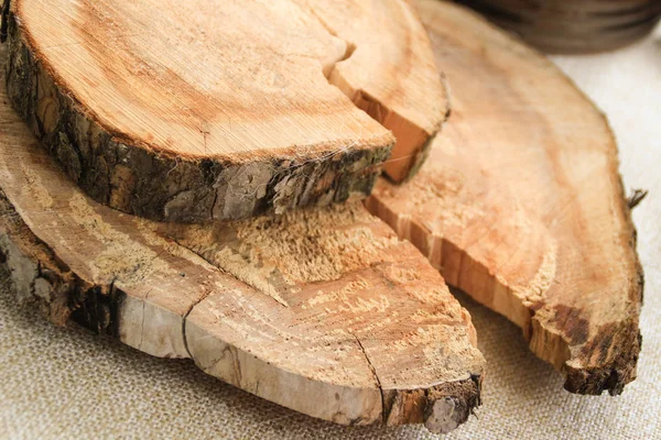 Dřevěná Deska Plátek Strom Zajímavou Texturou Třešní — Stock fotografie