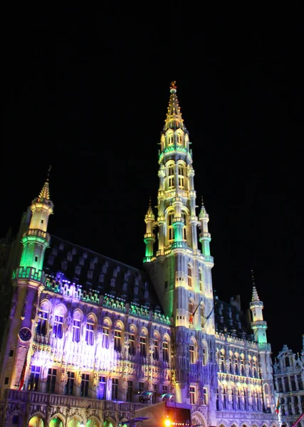 Night scene of belgium architecture with light in Brussels. — Stock Photo, Image