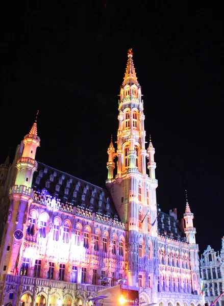 Night scene of belgium architecture with light in Brussels. — Stock Photo, Image