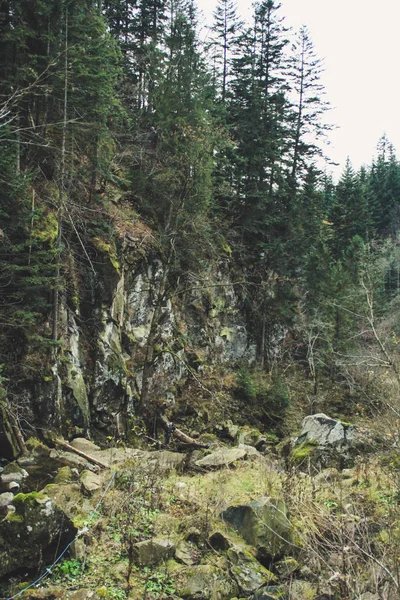 秋天的山脉乌克兰的山脉 石岩石和山河 — 图库照片