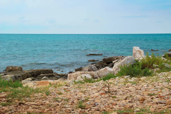 Type Croatia Adriatic Sea Rocky Shore City Umag — Stock Photo, Image