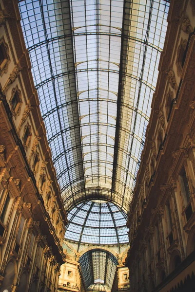 Galerii Vittorio Emanuele Milán Italy Gothic Architektura Oceli Oblouky — Stock fotografie