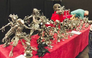 Motosiklet Fuarı Intermot, Köln, Almanya. Kawasaki, Honda, Suzuki, Dukat, Harley-Davidson, özel motosiklet.