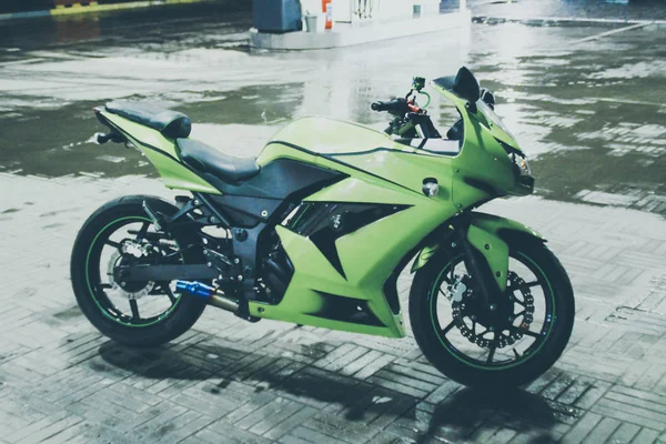 Moto Sport Verte Jolie Photo Sportbike Motorcike Ninja Kawasaki Ninja — Photo