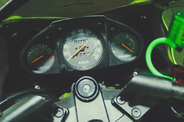 Zöld Sport Motorkerékpár Szép Fotó Sportmotor Motorcike Ninja Kawasaki Ninja — Stock Fotó