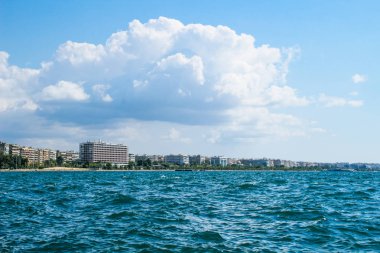 Thessaloniki, Yunanistan'ın şehirde sahil. Akdeniz, tatil.