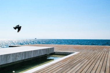 Thessaloniki, Yunanistan'ın şehirde sahil. Akdeniz, tatil.