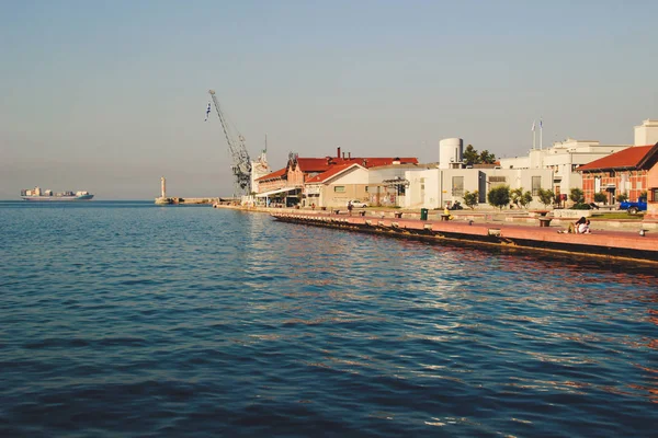 Kust Stad Van Thessaloniki Griekenland Middellandse Zee Vakantieoord Ocean Haven — Stockfoto