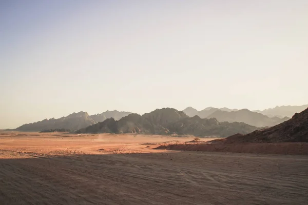 Désert Egypte Charm Cheikh Sable Sable Borkhan Rocher Coucher Soleil — Photo