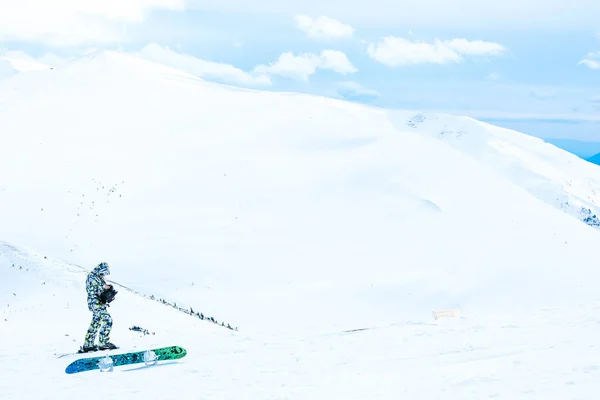 Snowboarder Den Karpaten Winter Dragobrat Blick Von Oben Schneeglöckchen Wintermärchen — Stockfoto