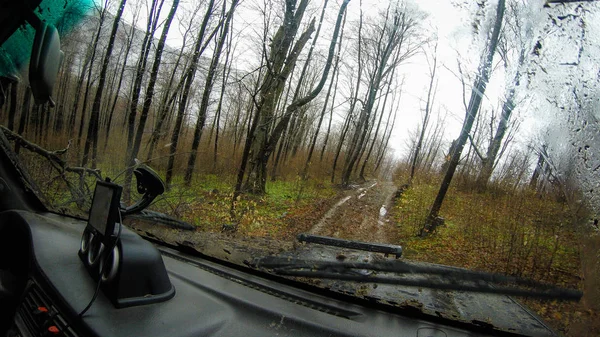 Voyagez Voiture Dans Les Montagnes Offroad Vue Fenêtre Sur Les — Photo