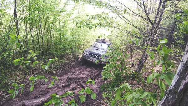 Utazás Autóval Hegyekben Ukrán Expedíció Kárpát Határ Április 2018 Offroad — Stock Fotó