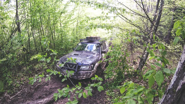 Viaggiare Auto Montagna Spedizione Ucraina Confine Dei Carpazi Aprile 2018 — Foto Stock