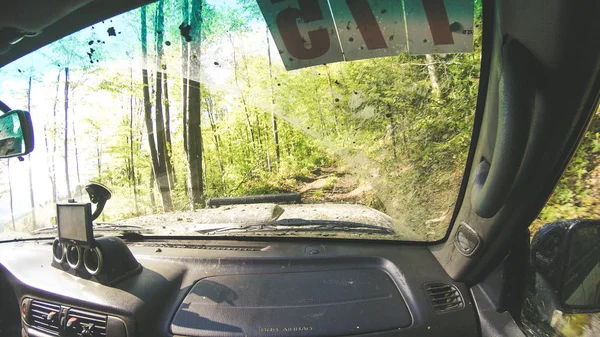 Viajando Coche Por Las Montañas Expedición Ucraniana Frontera Los Cárpatos — Foto de Stock